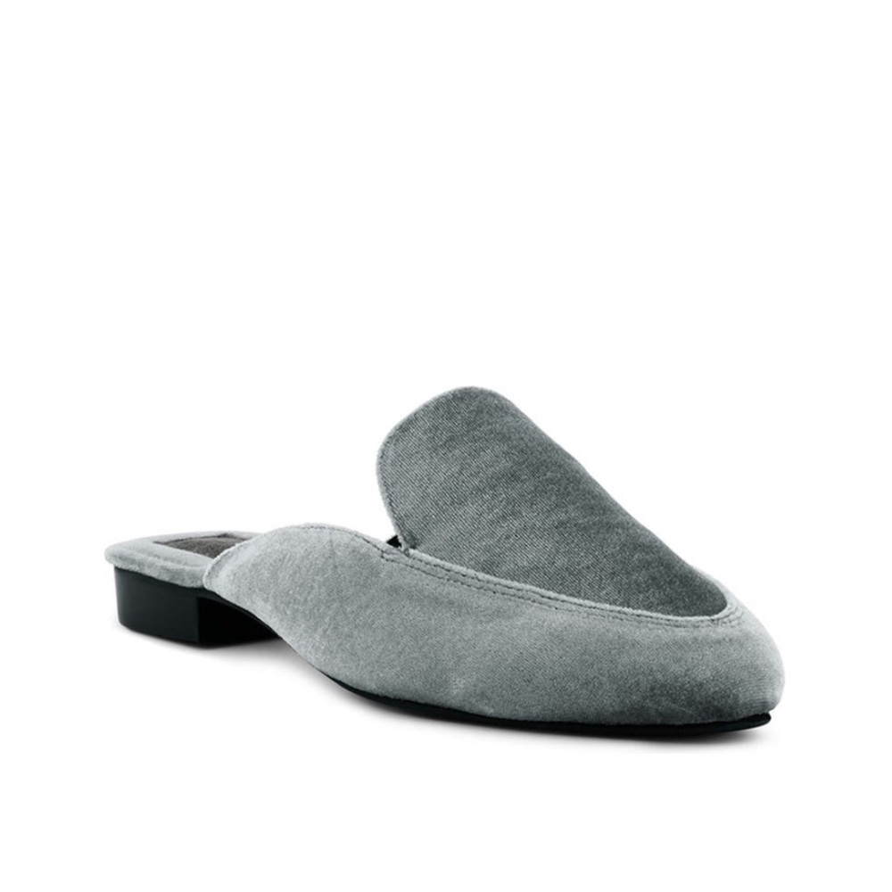 Rag & Co Gray Batiste Velvet Mule Women’s Size 8 Slip-On Handcrafted